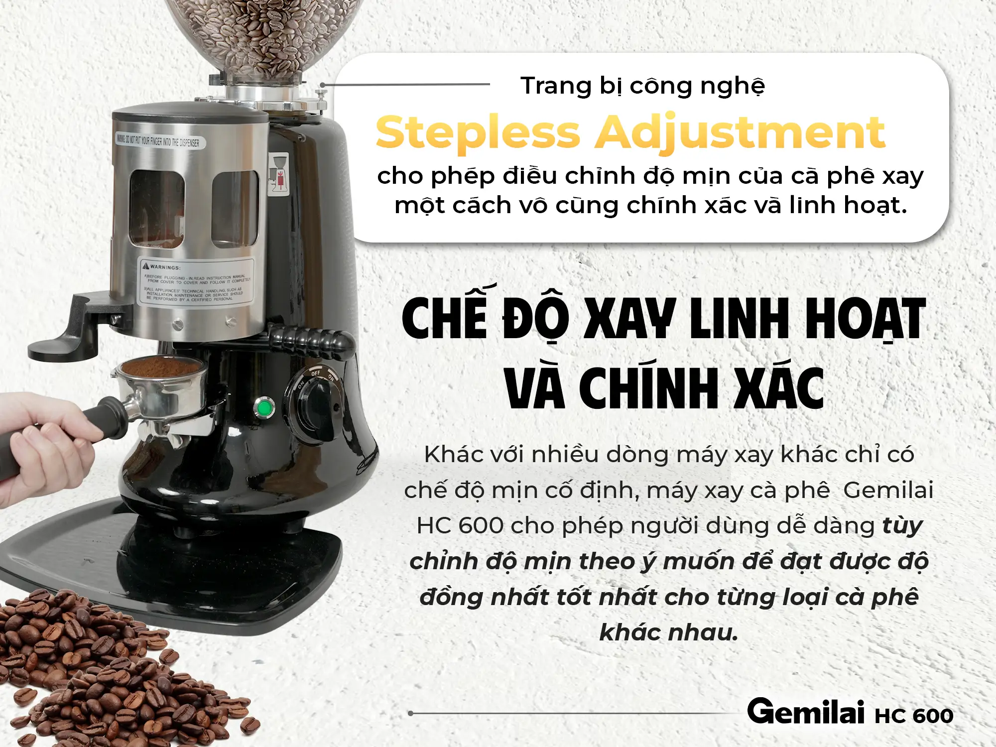 Máy xay cà phê Gemilai HC 600 - Thương hiệu quốc dân