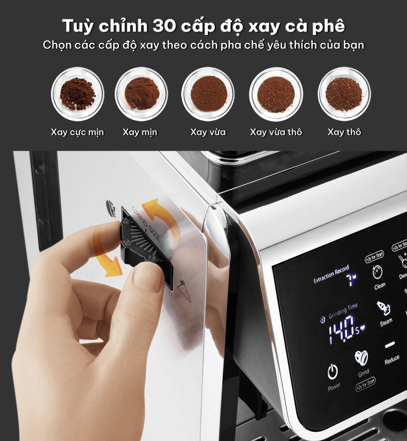 Máy pha cà phê Gemilai S-3200B - Máy pha cà phê đa năng 9 Máy pha cà phê Gemilai S-3200B trang bị 30 chế độ xay