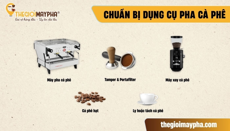 Bước chuẩn bị trong hướng dẫn sử dụng máy pha cà phê
