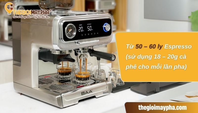 1kg cà phê pha máy được bao nhiêu ly?