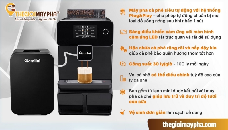 Máy pha cà phê Gemilai Office Pro 2 -Thương hiệu được ưa chộng nhất dành cho văn phòng 1 Máy pha cà phê Gemilai Office Pro 2 sở hữu công suất mạnh mẽ, có thể pha chế đến 100 ly cafe mỗi ngày