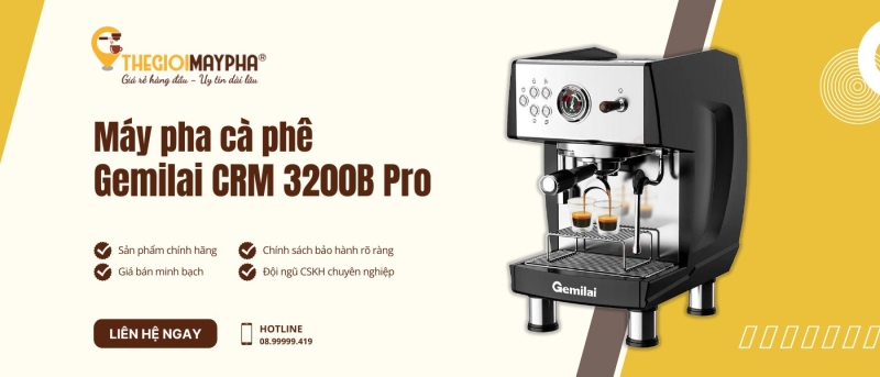Máy pha cà phê Gemilai CRM 3200B Pro - Chính Hãng Gemilai nâng cấp 2025 7 Thiết bị pha coffee Gemilai CRM 3200B Pro chính hãng tại Thế Giới Máy Pha