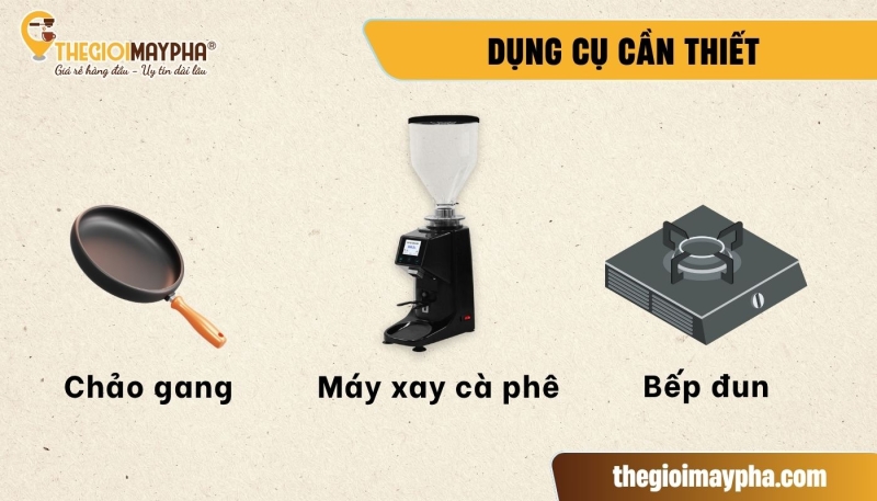 Dụng cụ rang xay cà phê bằng chảo
