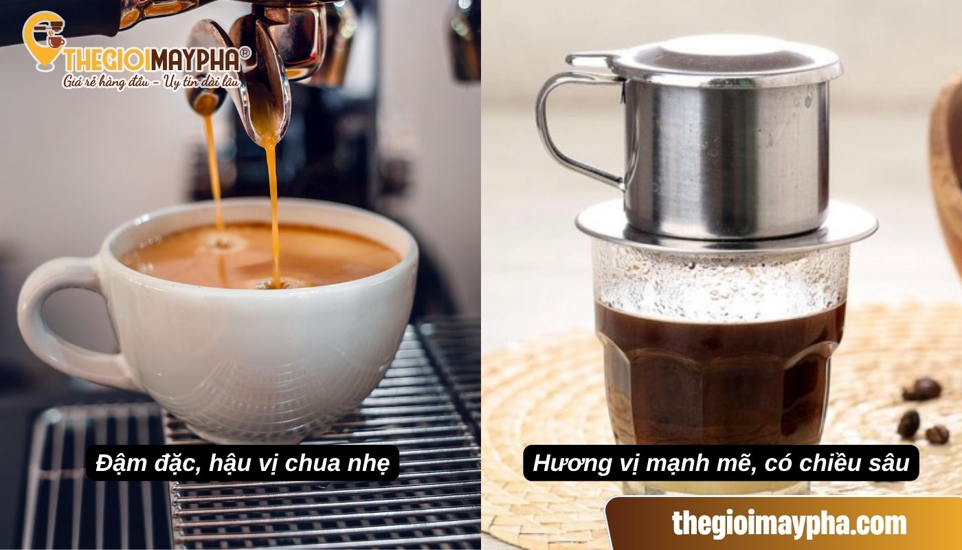 so sánh cafe pha máy và pha phin về hương vị