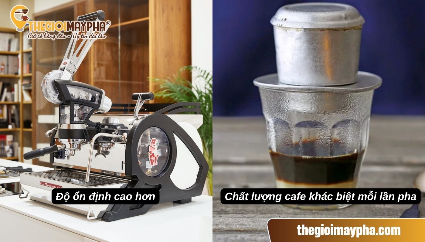 So sánh độ ổn định cà phê máy và cà phê phin