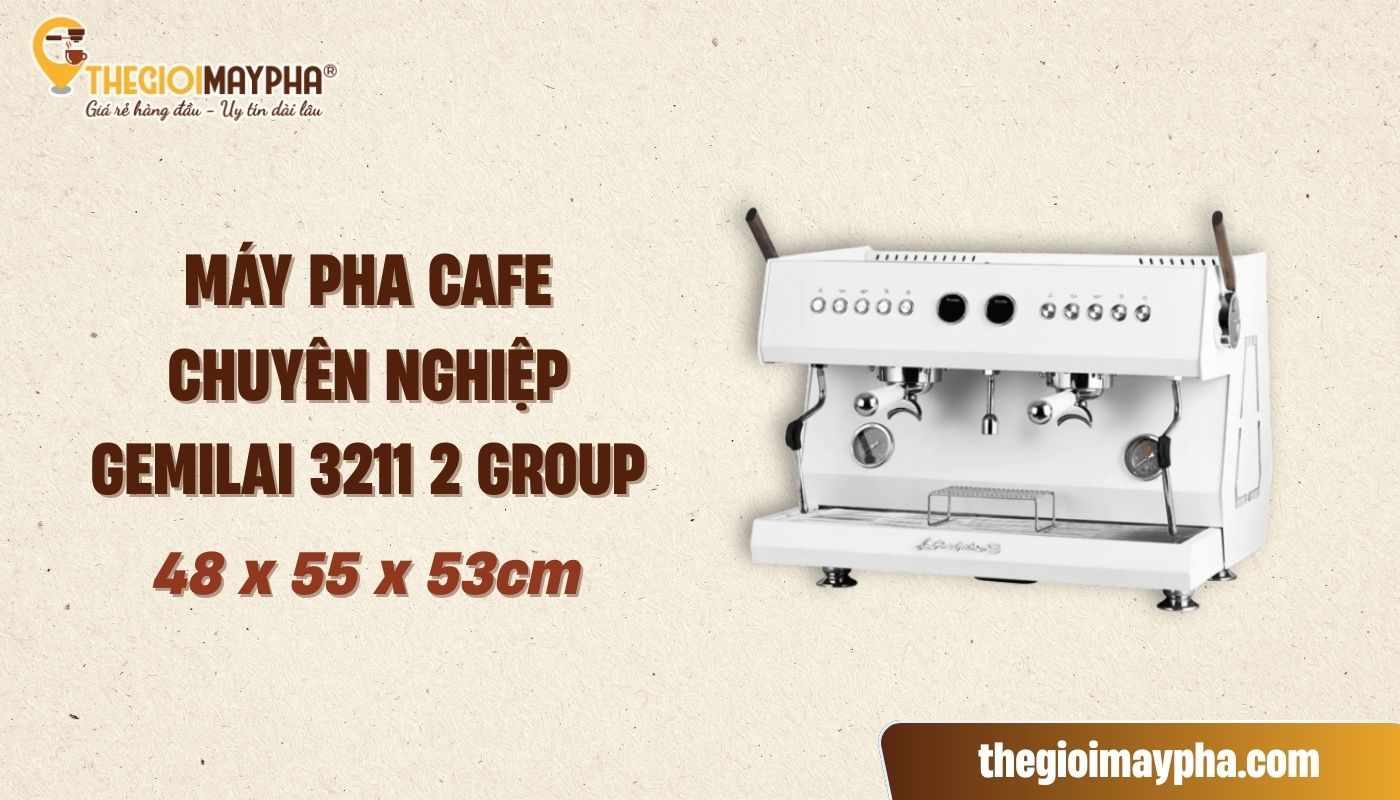 Kích thước máy pha coffee chuyên nghiệp: Trung bình khoảng 55 x 54,5 x 53cm 