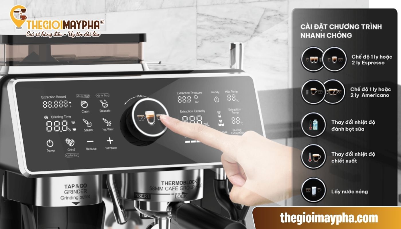 Máy được trang bị màn hình cảm ứng dễ dàng thao tác chỉ với một chạm