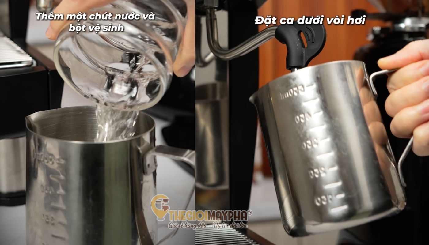 Cách vệ sinh máy pha cafe bộ phận vòi đánh sữa
