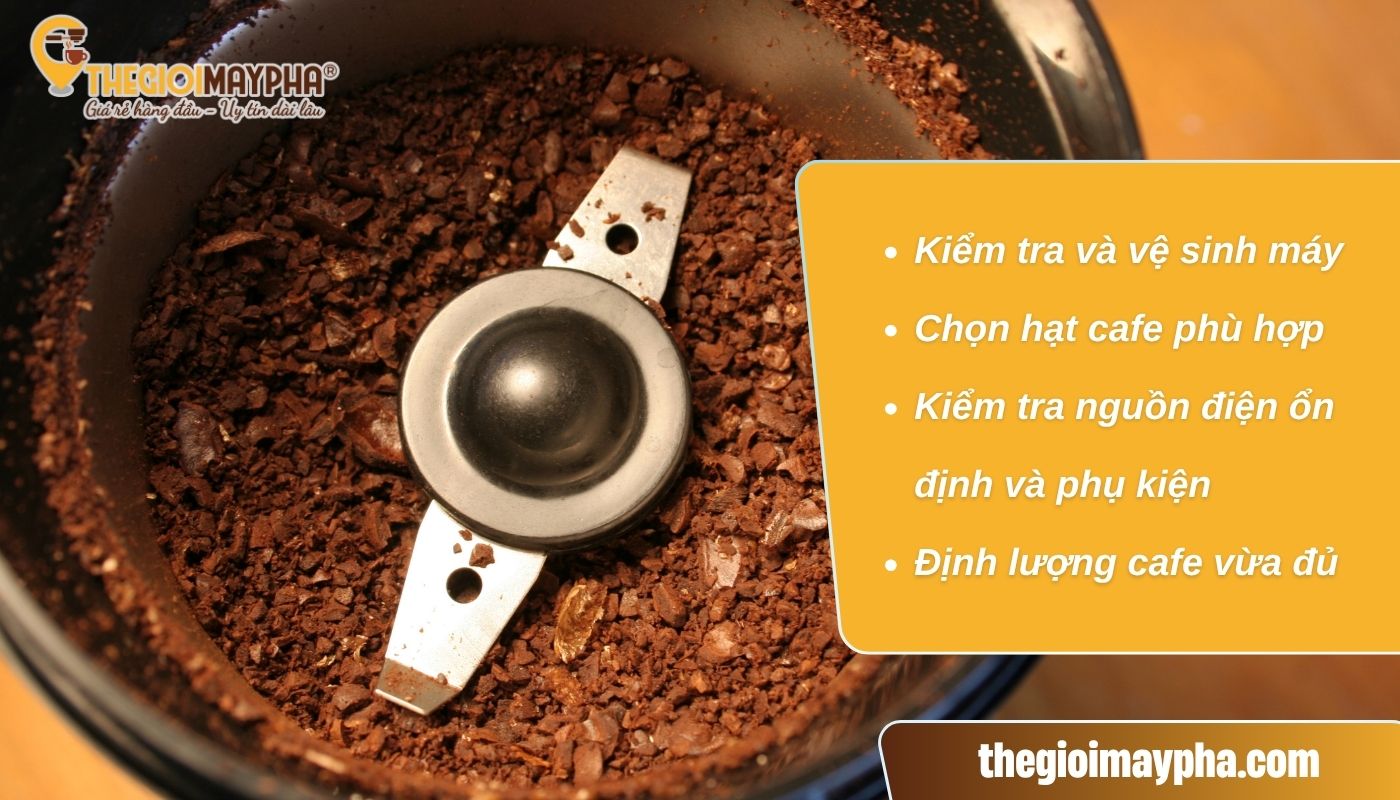 Bước 1 của cách sử dụng máy xay cà phê