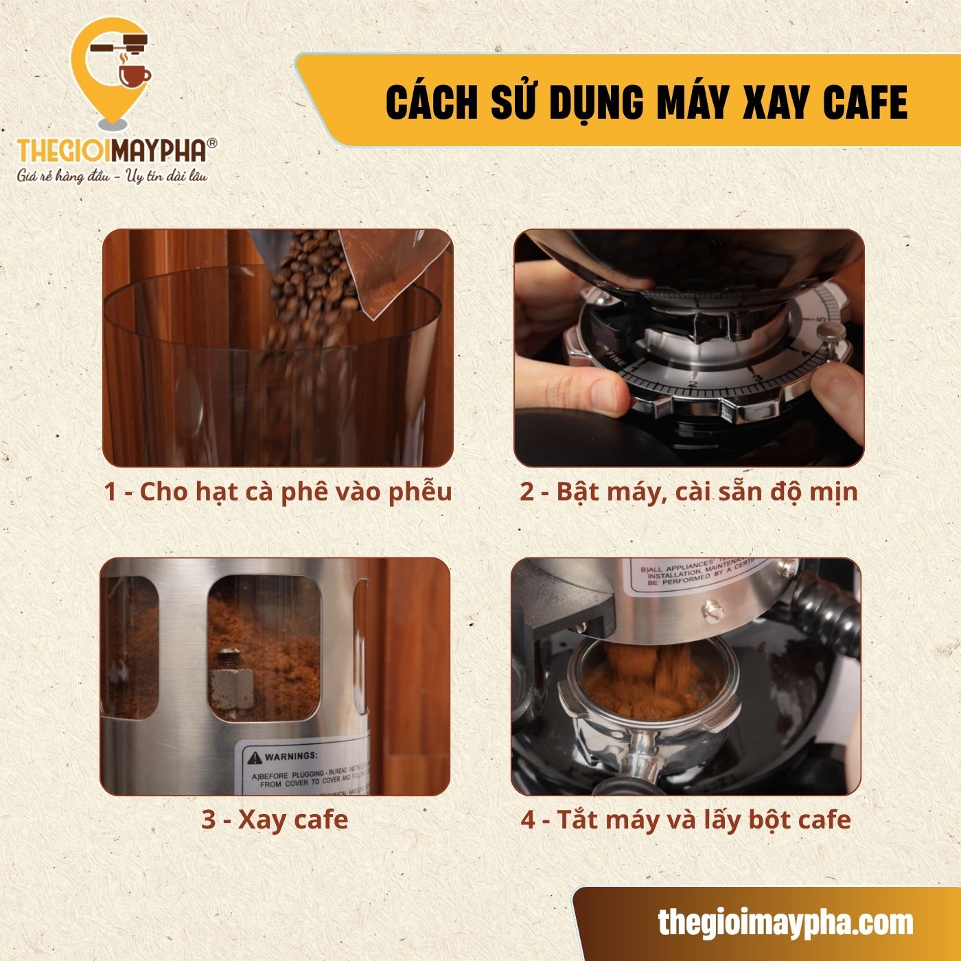 Hướng dẫn cách sử dụng máy xay cà phê