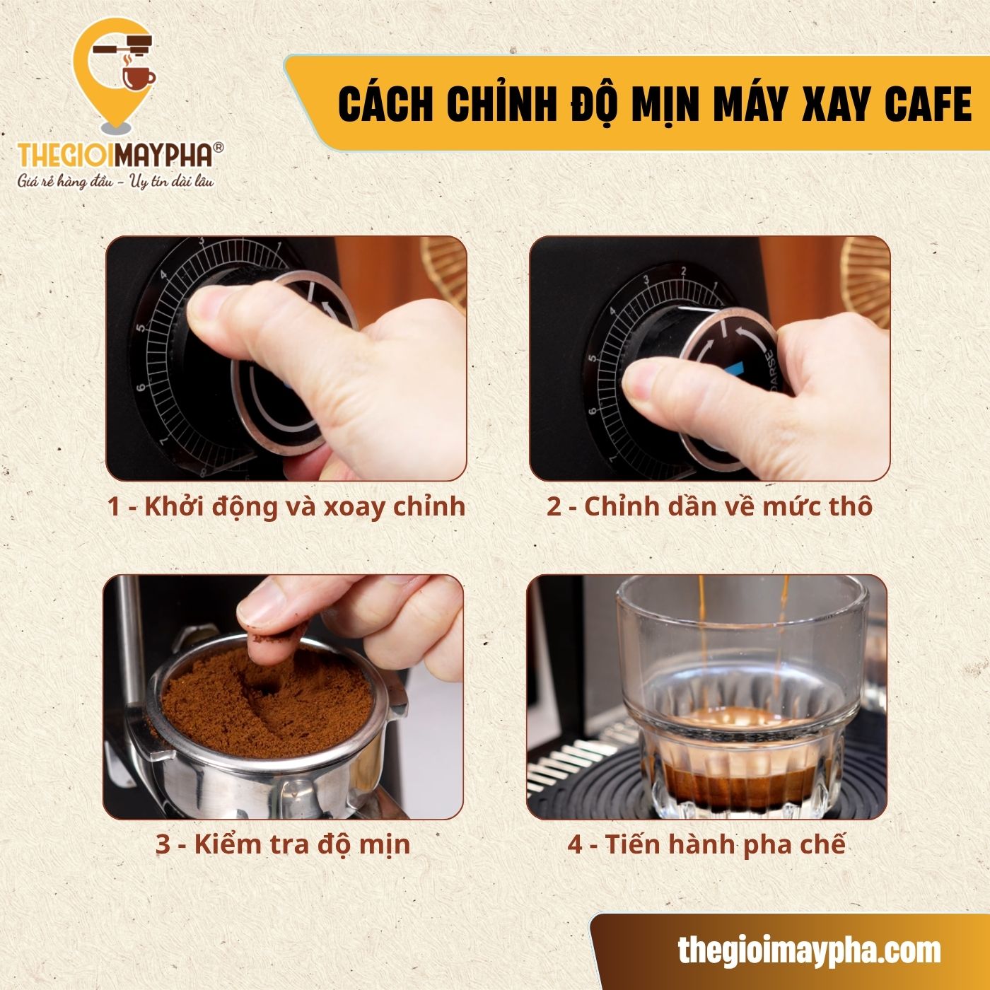 Hướng dẫn cách chỉnh độ mịn máy xay cafe