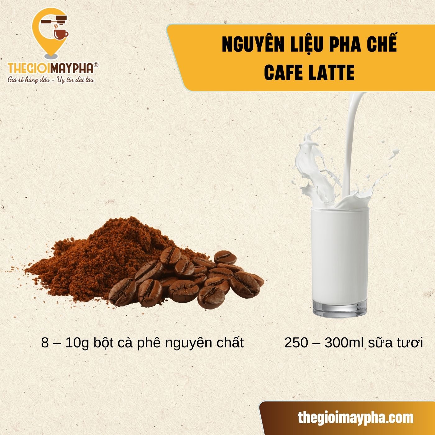 Nguyên liệu cần có để pha một ly cafe latte là gì