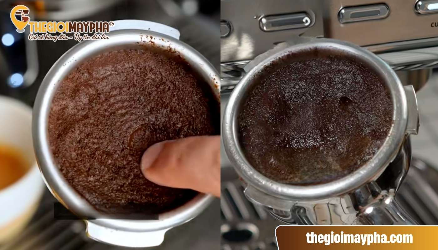 Tình trạng bánh cà phê ẩm, ướt sau khi chiết xuất shot espresso