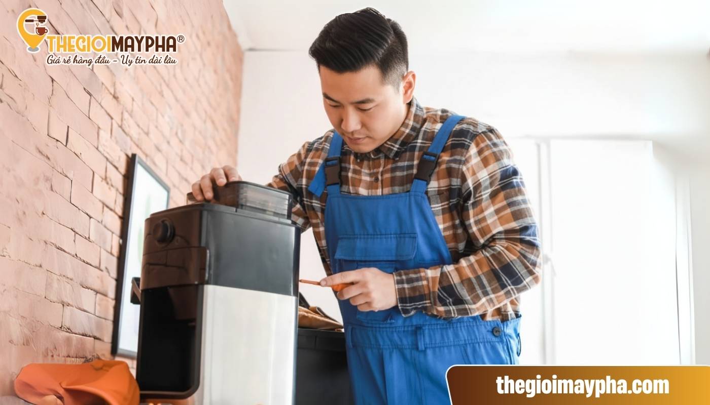 Kiểm tra và thay thế linh kiện xuống cấp để khắc phục tình trạng máy pha nghẹt nước