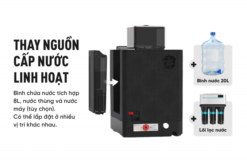 Máy Pha Cà Phê Tự Động Số 1 Gemilai Master One - Thiết kế cho doanh nghiệp, bền bỉ cho vận hành 7 Thay nguồn nước linh hoạt