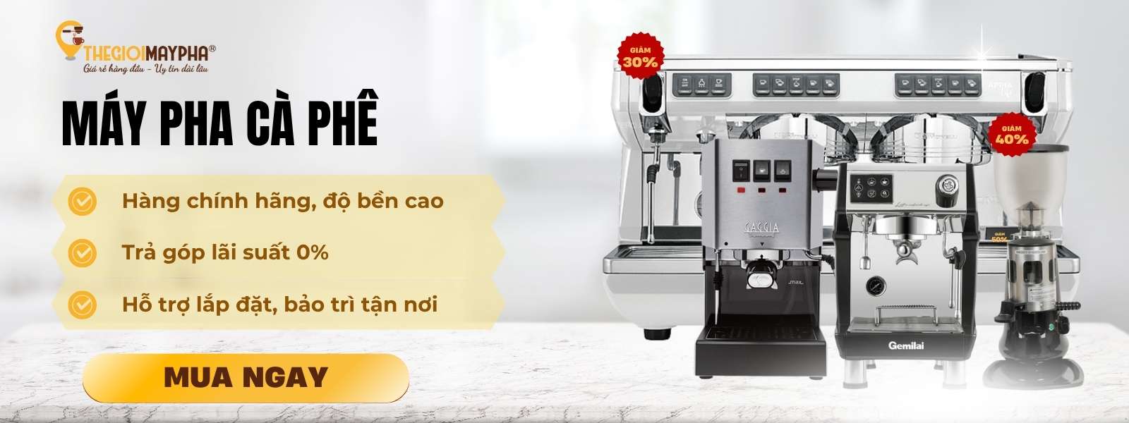 Mua máy pha cafe chính hãng, giá tốt tại Thế giới Máy Pha