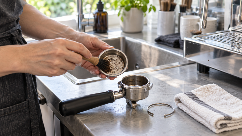 Portafilter máy pha cà phê là gì? Phân biệt đáy kín và không đáy 4 Portafilter máy pha cà phê là gì? Phân biệt portafilter đáy kín và đáy không đáy